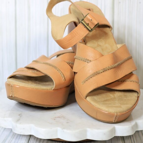 Korks by Kork-Ease Size US 9 Women's Saddle Brenda Leather Wedge Sandals - Picture 3 of 9